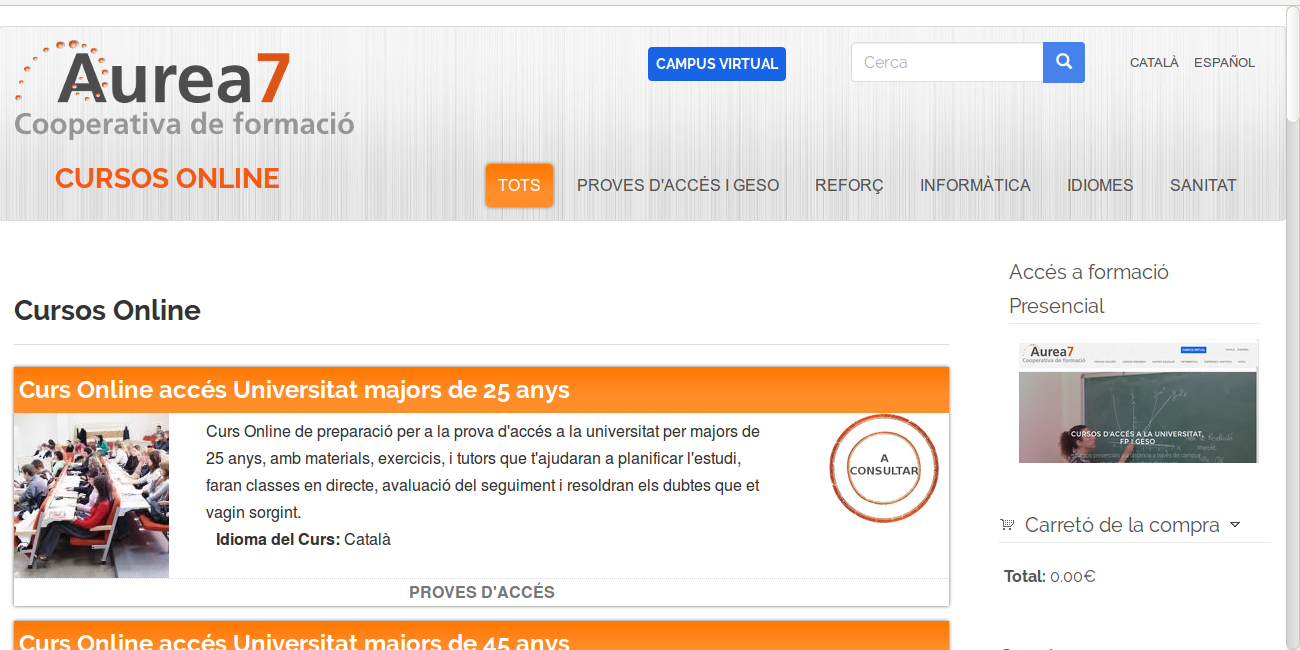 Accedeix a la secció de reforç i cursos online d'Aurea7